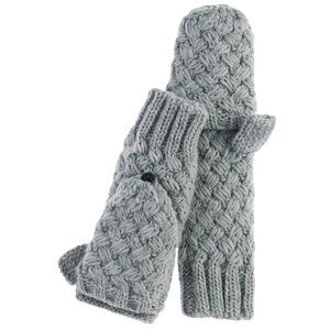NWT Gray Silver Fingerless Womens flip top gloves WORLD MARKET knit warm NEW